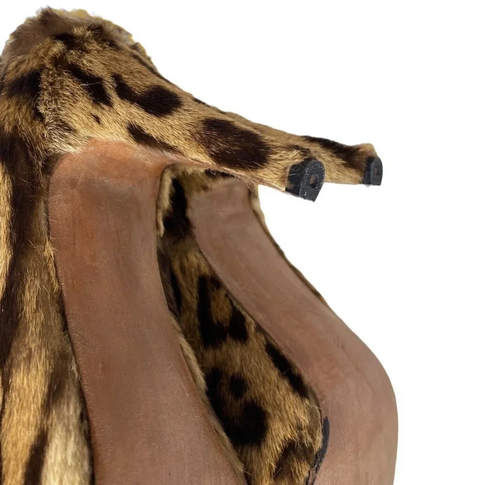 Handmade vintage  genuine‎ leopard skin pump heels  women size 8